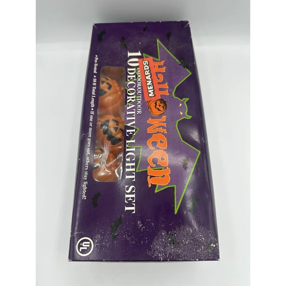 Vtg‎ Halloween String Lights Set of 10 Jack O Lantern Pumpkin Blow Mold WORKING